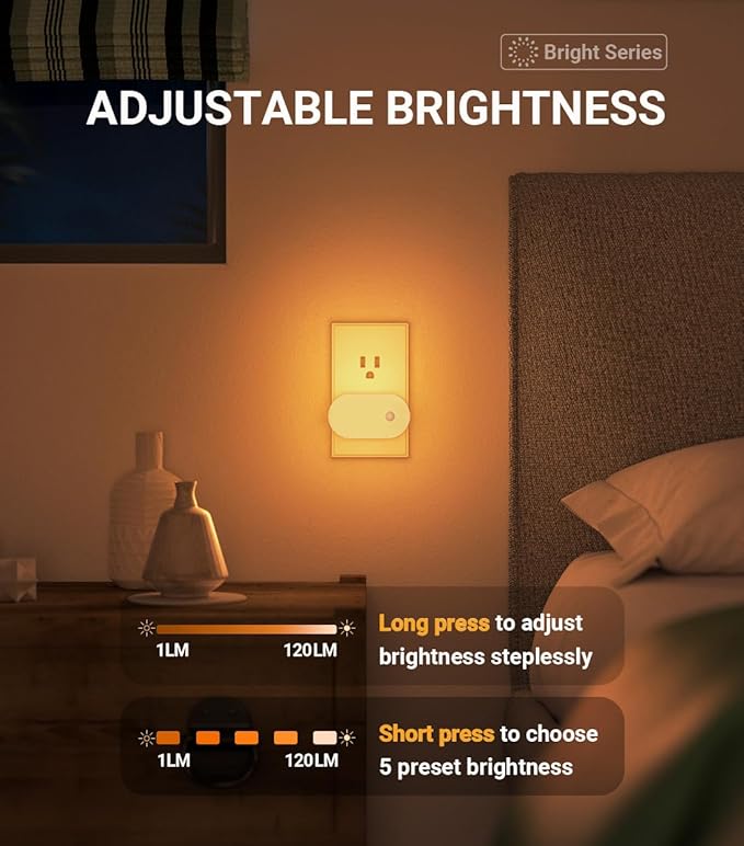 Lyridz Amber Night Light with Motion Sensor, Plug in LED Nightlights, 120LM - Image 4