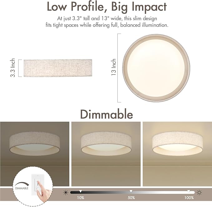 Modern Linen LED 13 Inch Ceiling Light Fixture - Image 2
