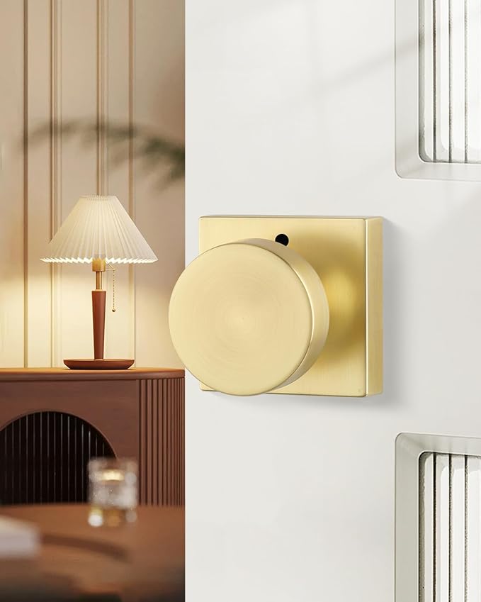Haidms Gold Door Knobs Interior Privacy, Heavy Duty Square Brushed Gold - Image 2