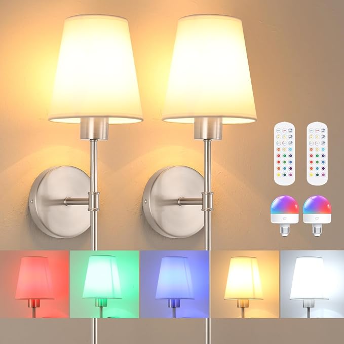 Battery Operated Wall Sconces Set of 2, 120H Usage Time 22.6" Rechargeable Wall by Shenmoyl