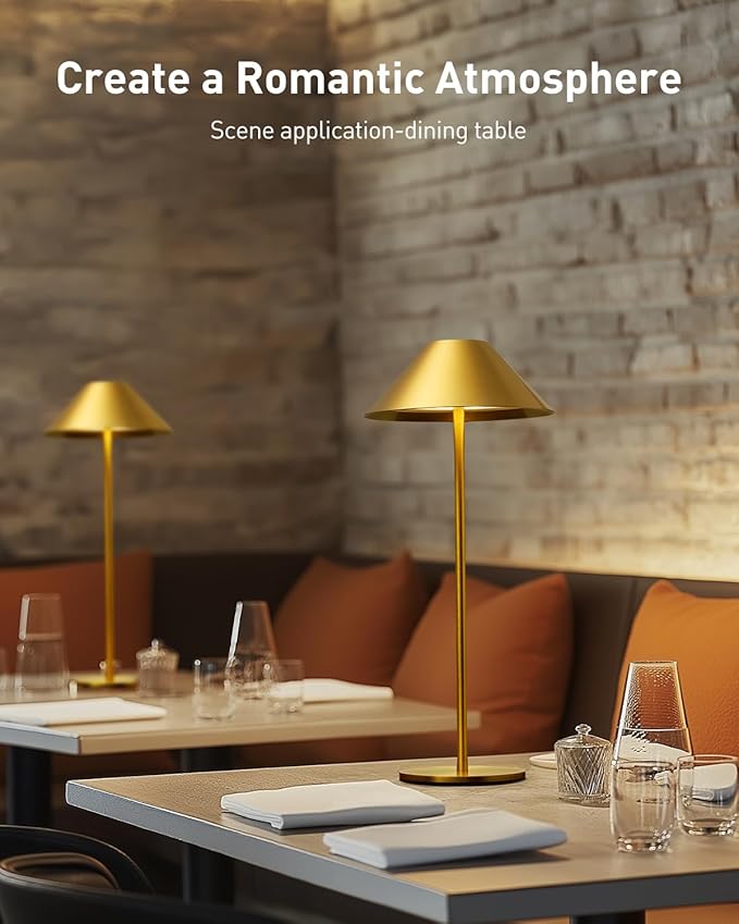 Bojim Gold Cordless Lamp Set of 2, Rechargeable Touch Table Lamps - Image 7