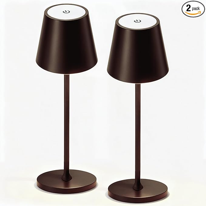2 Pack Cordless Table Lamp, Portable LED Desk Lamp, 5200mAh Battery Operated by Tablelamps