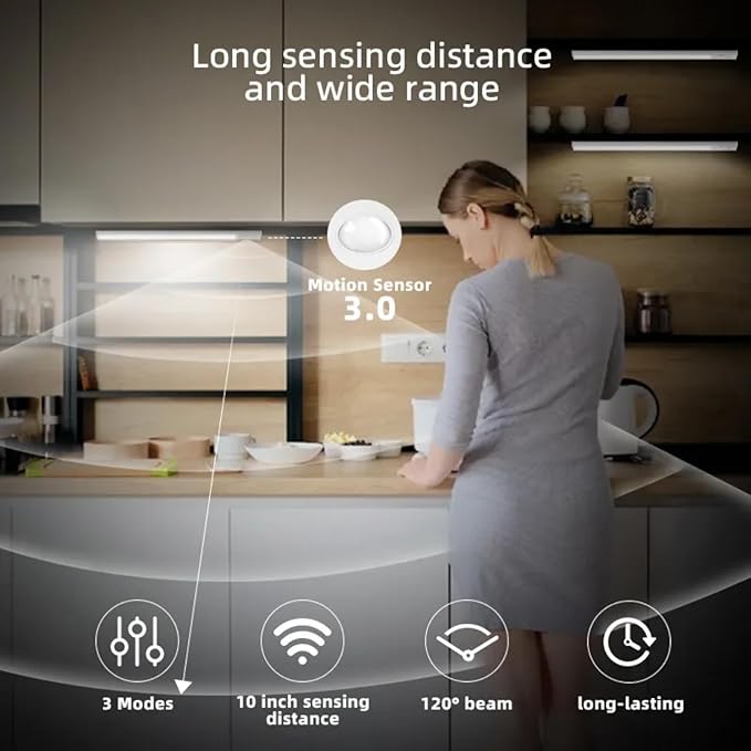 13-inch Wireless Under Cabinet Lighting, Motion Sensor LED Lights, USB-C - Image 4