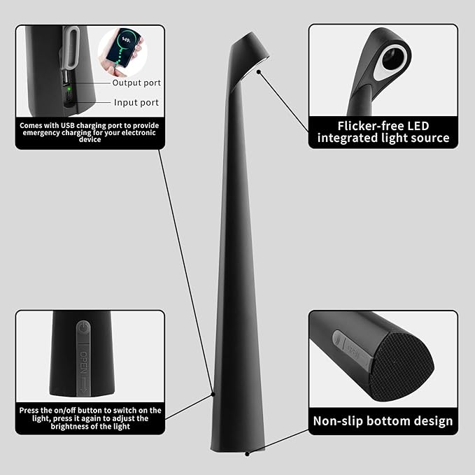 Portable LED Table Lamp 3-Levels Brightness, Rechargeable Battery Up to 48 - Image 7