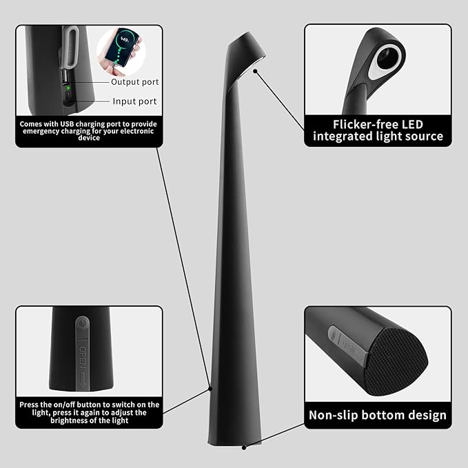 Portable Cordless LED Desk Lamp, Rechargeable Wireless Table Lamp, 3-Level - Image 5