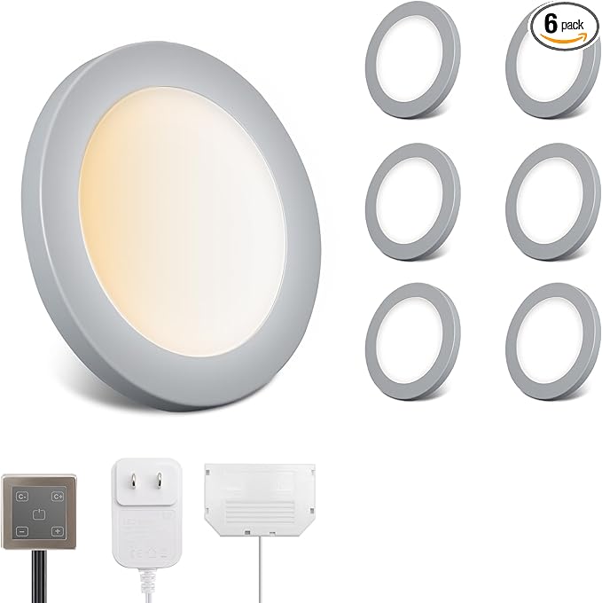 V4light LED Puck Lights 6 Pack, 6mm Ultra-Thin Plug in Under Cabinet Lighting by V4light