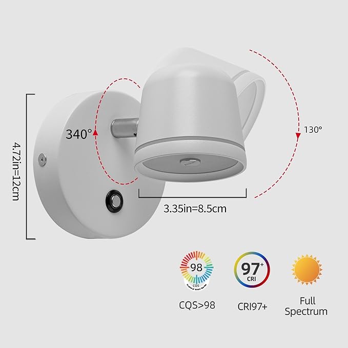 Aisilan Wall Sconce Set of 2, Hardwired Touch Dimmable Wall Light - Image 5