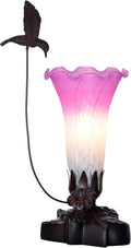Bieye LL02 Hummingbird Flying Over Lily Flower Blown Glass Table Lamp by Bieye