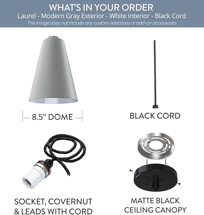 Steel Lighting Co. Laurel Pendant Light | Ceiling Mounted | 8.5 inch Cone Shade - Image 6