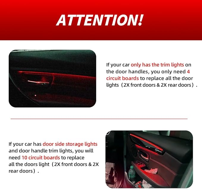 NJSBYL 4PCS LED Door Panel Handle Ambient Circuit Board - Image 7