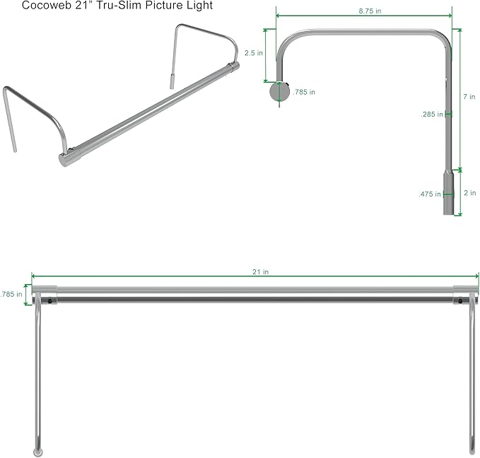 Cocoweb 21 Inch Tru-Slim Chrome Picture Light - Image 3
