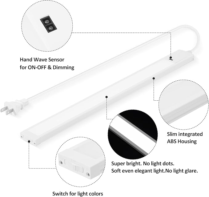 Under Cabinet Light 16 Inch Plug in 110VAC. Hand Wave Activated. 8W LED Light - Image 5