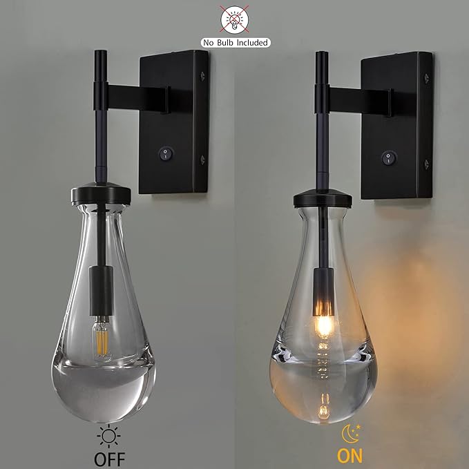 HuisMier Black Wall Sconces, Raindrop Sconces Wall Lighting - Image 4