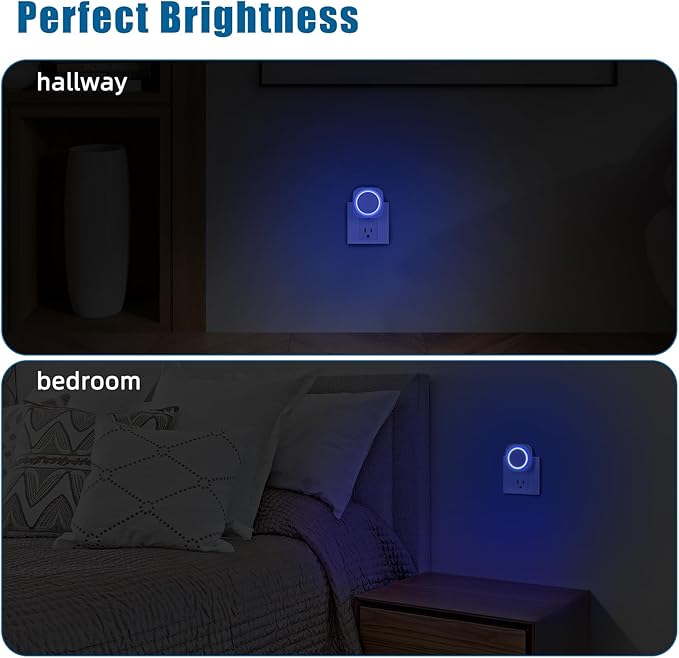 Blue Night Lights Plug into Wall, 4 Packs Dimmable Night Light - Image 6