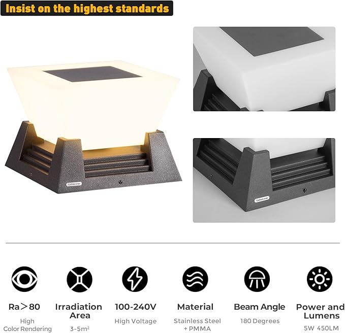 Outdoor Post Light, High Voltage Hardwired LED Pillar Lights, IP54 Waterproof - Image 5