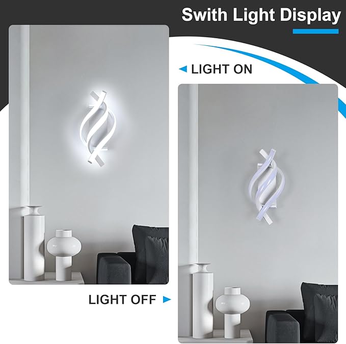DELIPOP Wall Sconces, Spiral Modern LED Wall Sconce Lighting, 6500K Cool White - Image 4