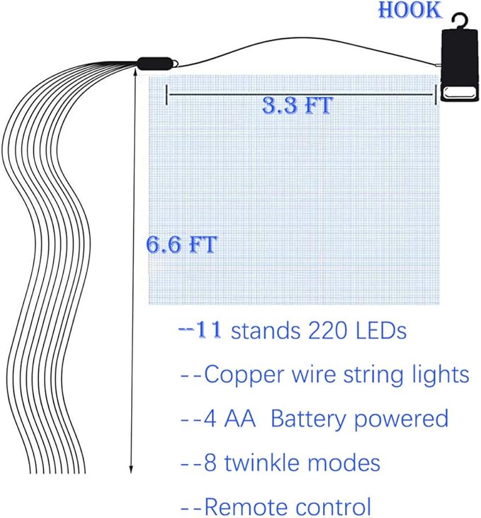 220 LED Firefly Bunch Lights Battery Operated, 8 Flashing Modes Waterproof - Image 6