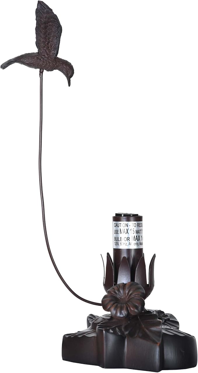 Bieye LL03 Hummingbird Flying Over Lily Flower Blown Glass Table Lamp - Image 6