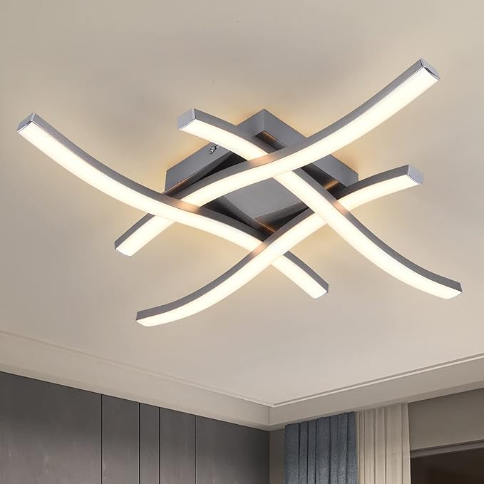 EDISLIVE Modern Dimmable LED Ceiling Light Curved 4-Light 18 in Minimalist by EDISLIVE