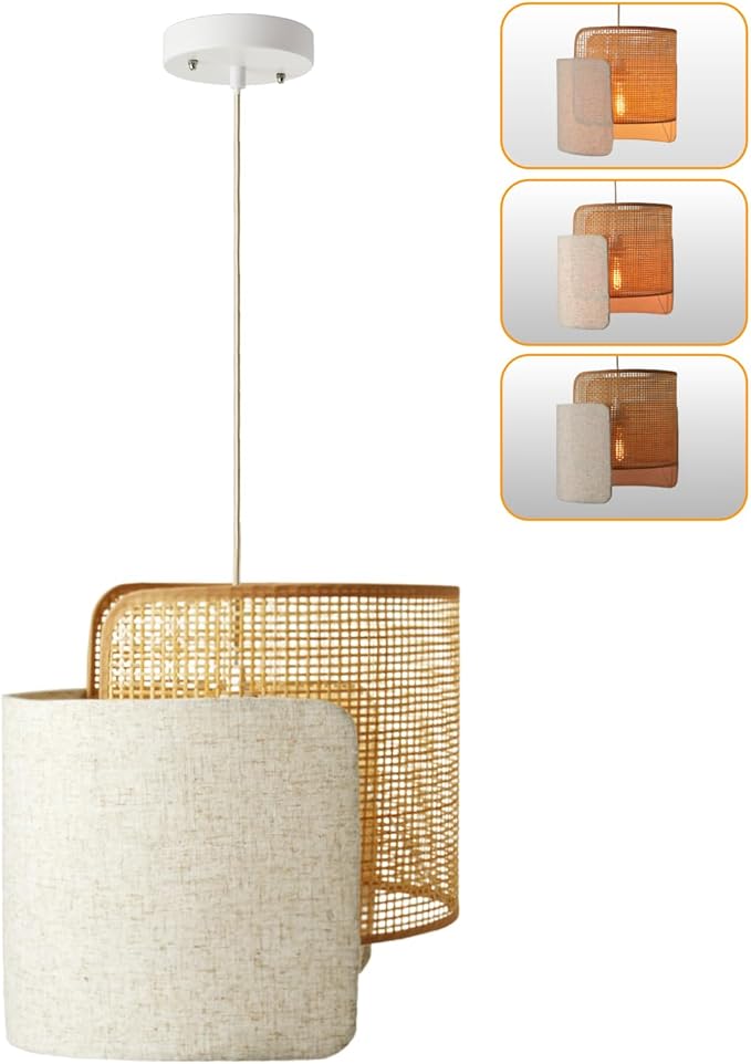 Boho Pendant Light Fixture, 5”-34.5” Adjustable Height Hanging Lights, Boho by BAMWUAN