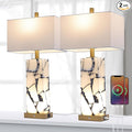 Natural Marble Table Lamps Set of 2: 3-Color Temperatures Alabaster Lamp by Vallerico