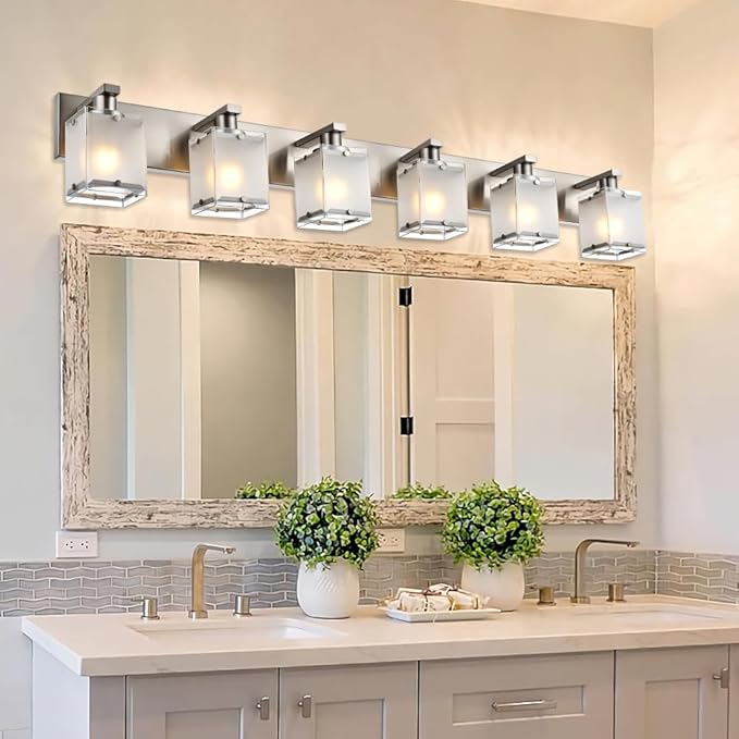 6-Lights Bathroom Vantiy Light Over Mirror, Modern Black Vanity Lighting - Image 2
