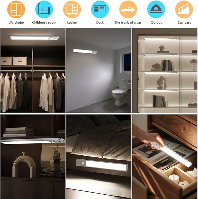 Under Cabinet Lights, 66 LED Operated Motion Sensor Light Indoor, 2200mAh USB - Image 8