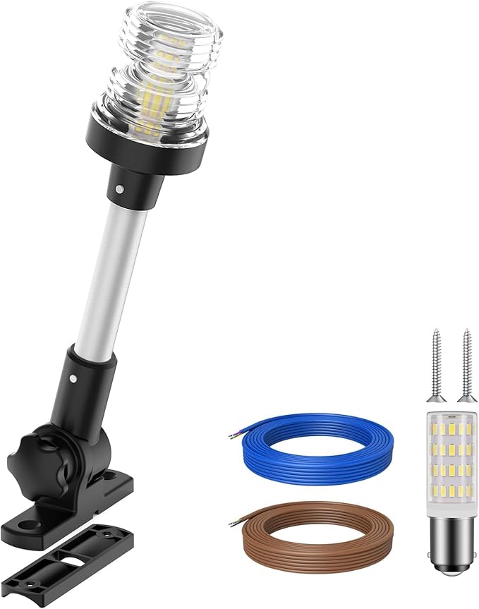 Obcursco Boat Stern Lights, 2NM 360° LED Anchor Light, IP67 Waterproof Bimini by Obcursco