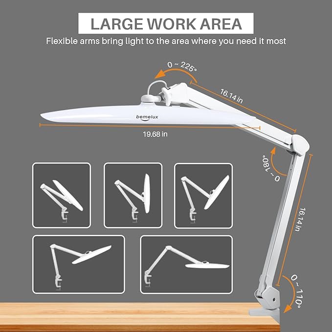 117PCS LED Clamp Desk Lamp, 20 Inch Metal Swivel Arm - Image 3
