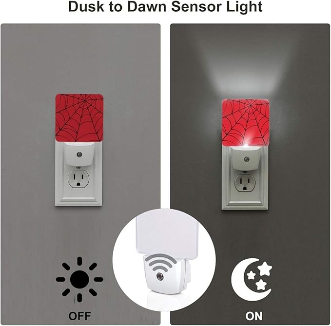 Led Night Light, Halloween Spider Web Decorative Plug in Nightlights, - Image 3