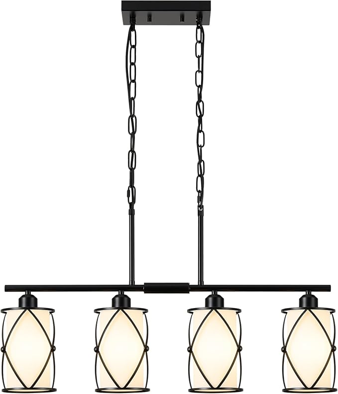 4-Light Kitchen Island Lighting, Modern Black Linear Dining Room Light Fixtures - Image 7