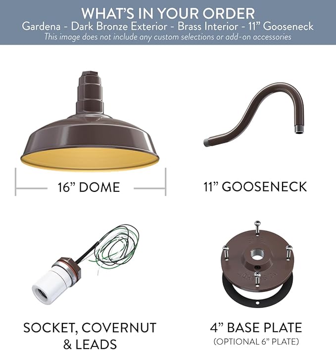 Steel Lighting Co. Gardena Barn Light | Outdoor Wall Mounted | 16" Dome | 11" - Image 6