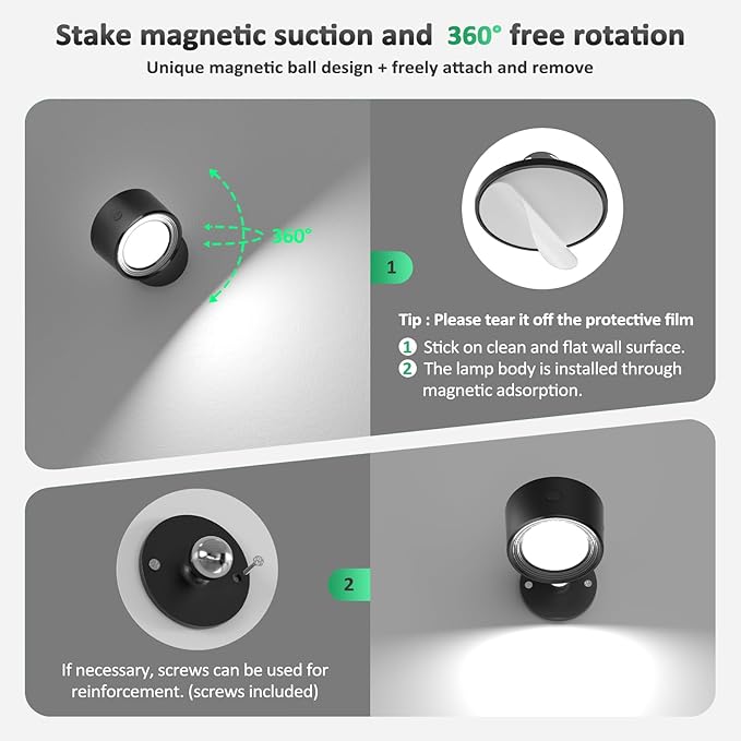 Lightbiz LED Wall Lights with Remote, Wall Mounted Sconces 3000mAh Rechargeable - Image 5