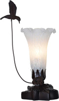 Bieye LL10 Hummingbird Flying Over Lily Flower Blown Glass Table Lamp by Bieye