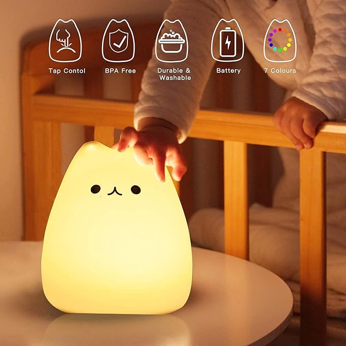 ZKLiLi cat Night Light, Cute Nursery Lights USB Rechargeable Cat Lamp - Image 3