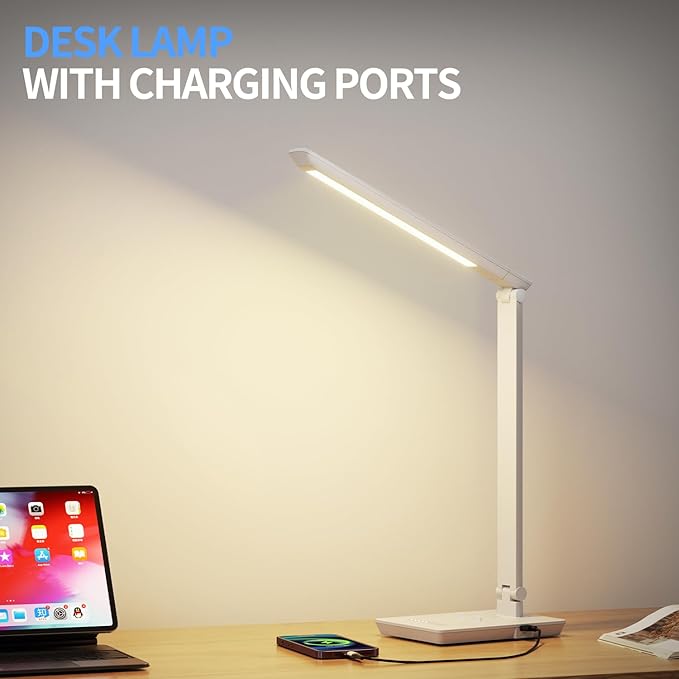 Desk Lamp with USB Charging Port, 14W 900LM Dimmable Eye-Caring Reading LED - Image 5