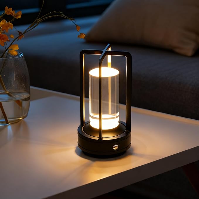 Rechargeable Table Lamp Cordless, 3 Color | Crystal | Stepless Dimming by Home