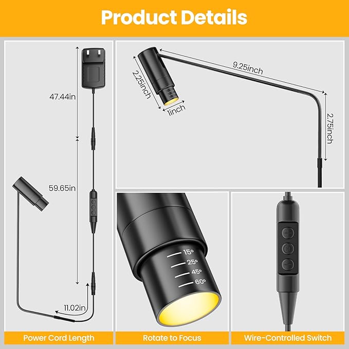 Zoomable Picture Light Spotlight, Plug in LED Picture Lights - Image 6