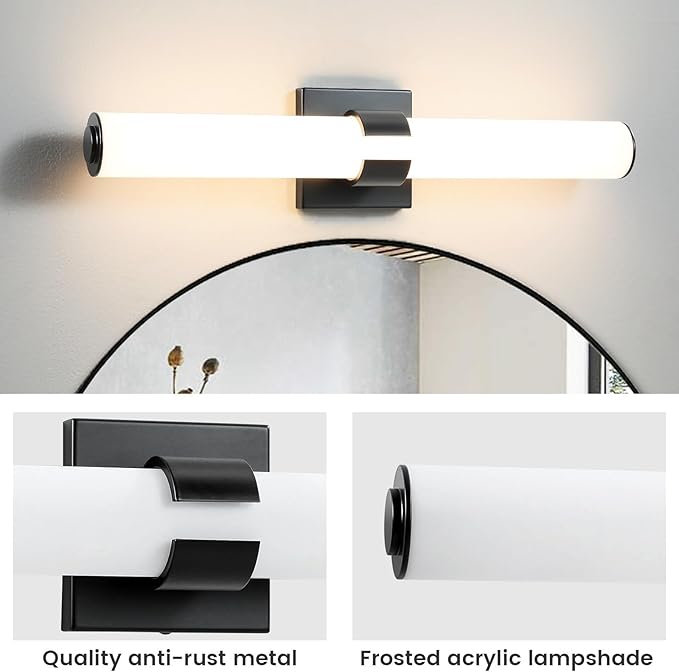 Black Vanity Lights for Bathroom, 22.8 Inch LED Vanity Light Modern Bathroom - Image 6
