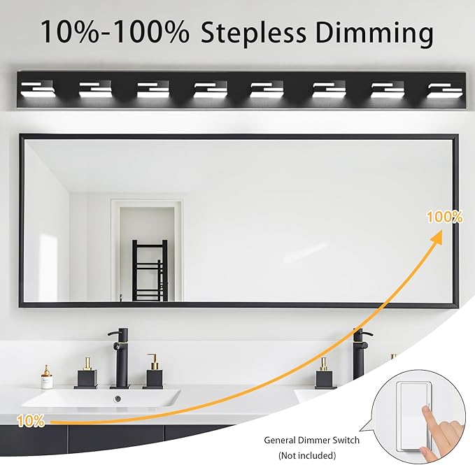 LED Modern Bathroom Vanity Light Fixtures 8-Light 5CCT Dimmable Matte Black - Image 4