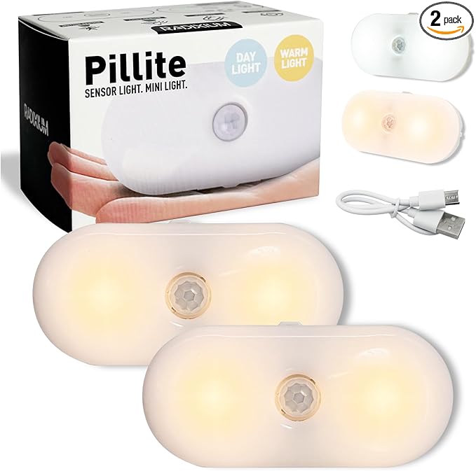 Rechargeable Motion Sensor Night Light, 2-Color White & Warm Toilet Light by Unknown