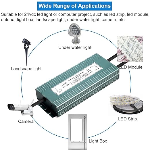 LED Driver 400 Watts 110V/120V AC to 24V DC 16.6A Power Supply Waterproof Low - Image 6