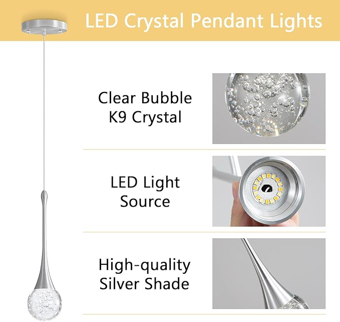 Modern Pendant Lights for Kitchen Island LED Dimmable Crystal Glam Ceiling - Image 7