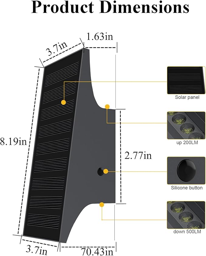 Solar Sconce Lights Outdoor, Dimmable Solar Wall Lights Up and Down, 3000K - Image 3