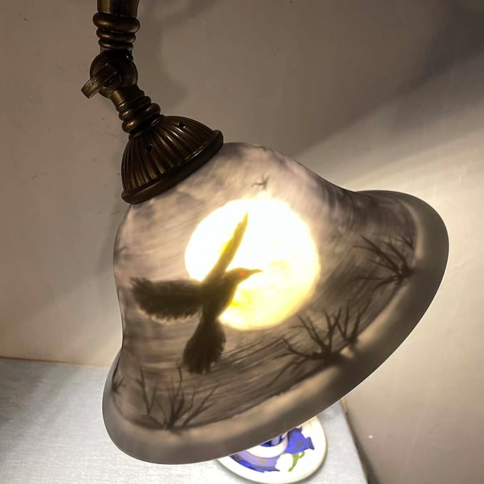 Bieye L13006 Hand-Painted Raven Table Lamp, Bridge Arm Desk Lamp - Image 4