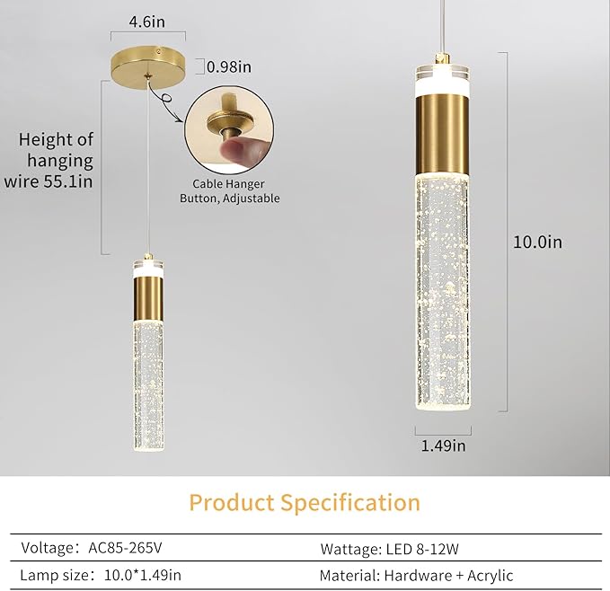 Modern Kitchen Island Pendant Lights, 3 Color 2700K/4500K/6500K, Mini Linear - Image 3