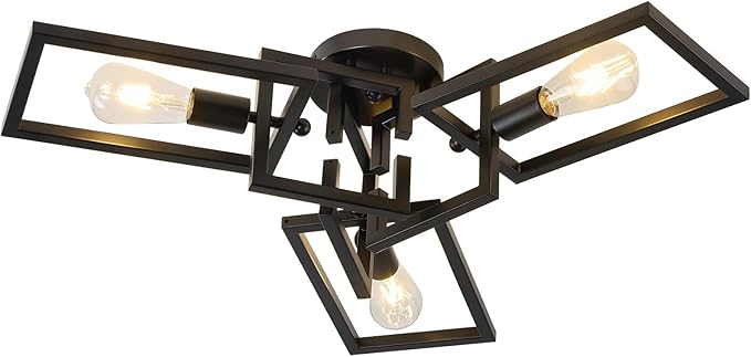 ZGLAOJT Black Industrial Flush Mount Ceiling Light 3-Light Kitchen Light - Image 9