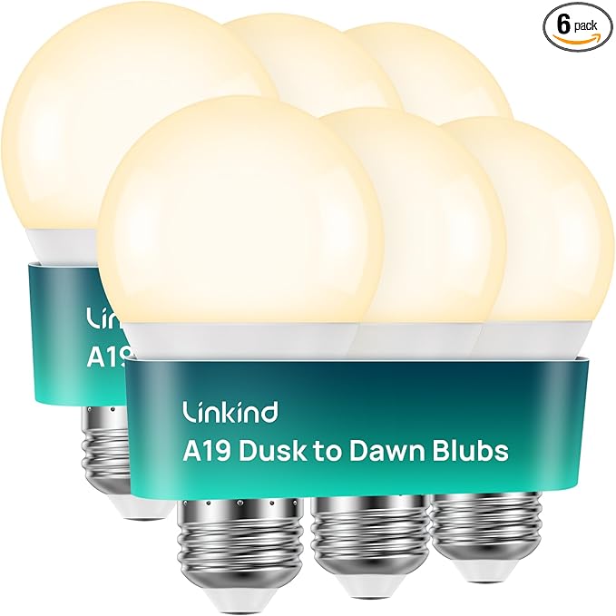 Linkind Dusk to Dawn Light Bulbs Outdoor, A19 Sensor Led Bulbs Automatic On/Off by Linkind