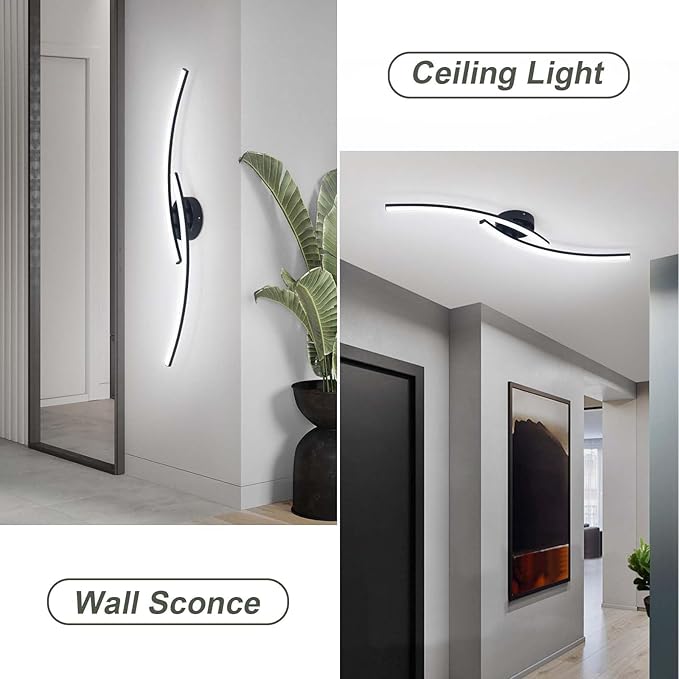 Modern LED Ceiling Light 22W Black Linear Ceiling Lights Fixture 6000K Aluminum - Image 8
