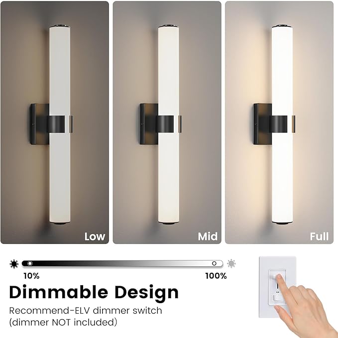 Black Vanity Lights for Bathroom, 22.8 Inch LED Vanity Light Modern Bathroom - Image 8